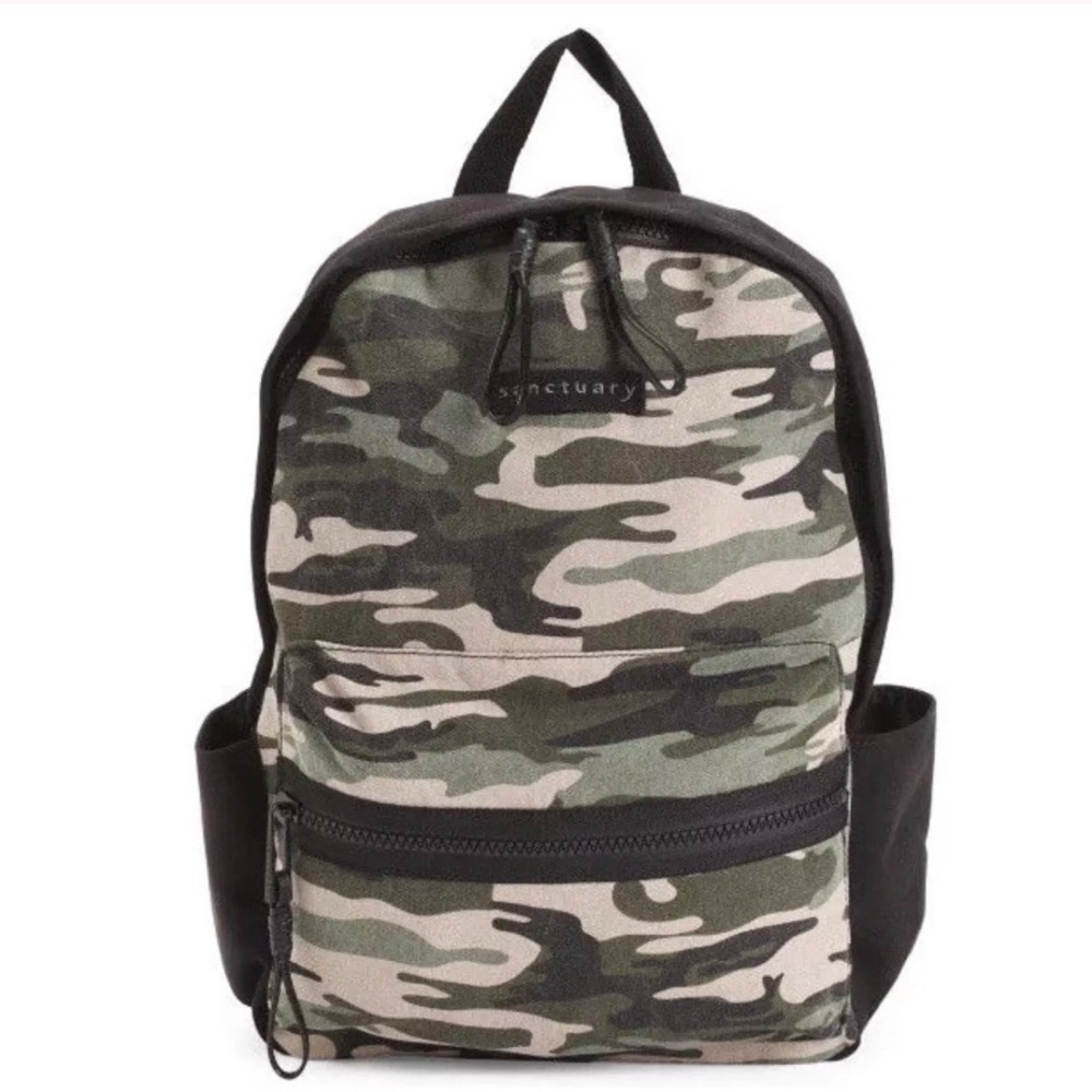 SANCTUARY Downtown Backpack Green Camo Canvas